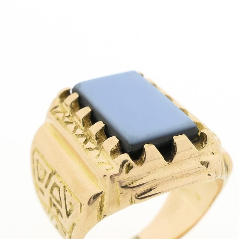 Image 3 of Gold seal/pink ring with blue layered stone
