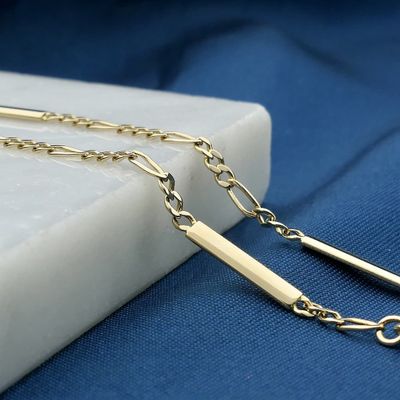 Image 2 of Gold Figaro link bracelet