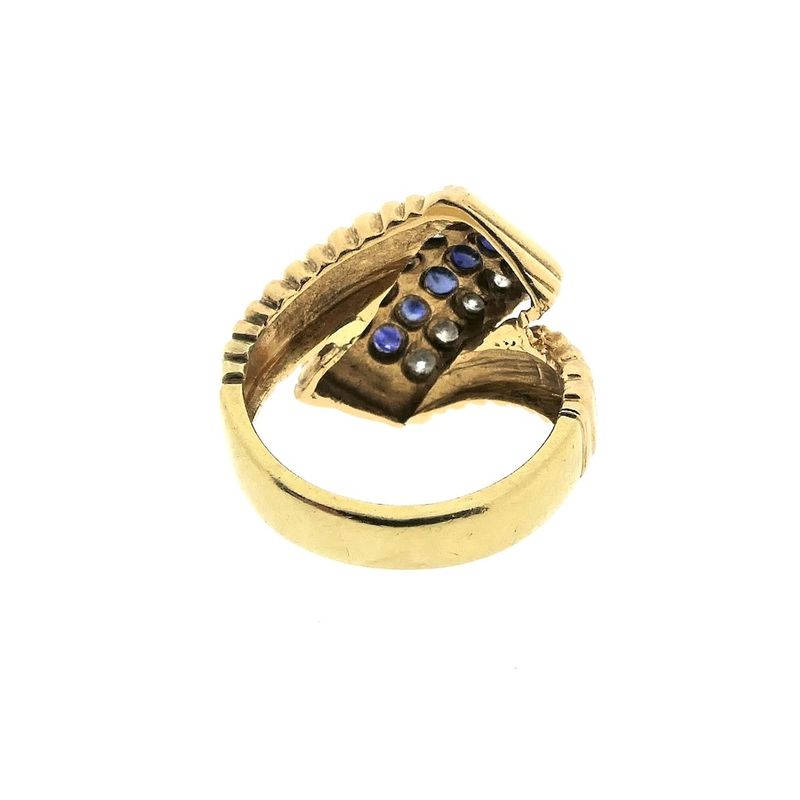 Image 6 of Gold ring with sapphire and diamonds; 0.50 ct.