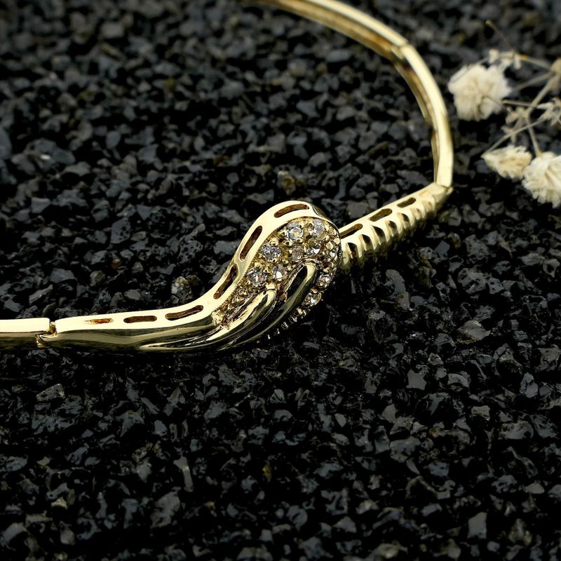 Image 2 of Gold bar link bracelet with zirconia