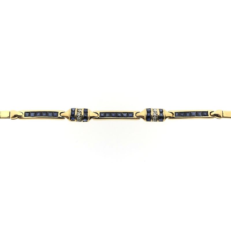 Image 4 of Gold bracelet with sapphire and diamond; 0.03 ct. | 18 cm