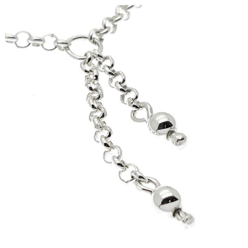 Image 4 of Silver jasseron necklace with two tassels | 45 cm