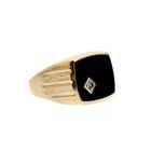 Image 3 of 8K Large Men's Signet Ring | Onyx and Zirconia