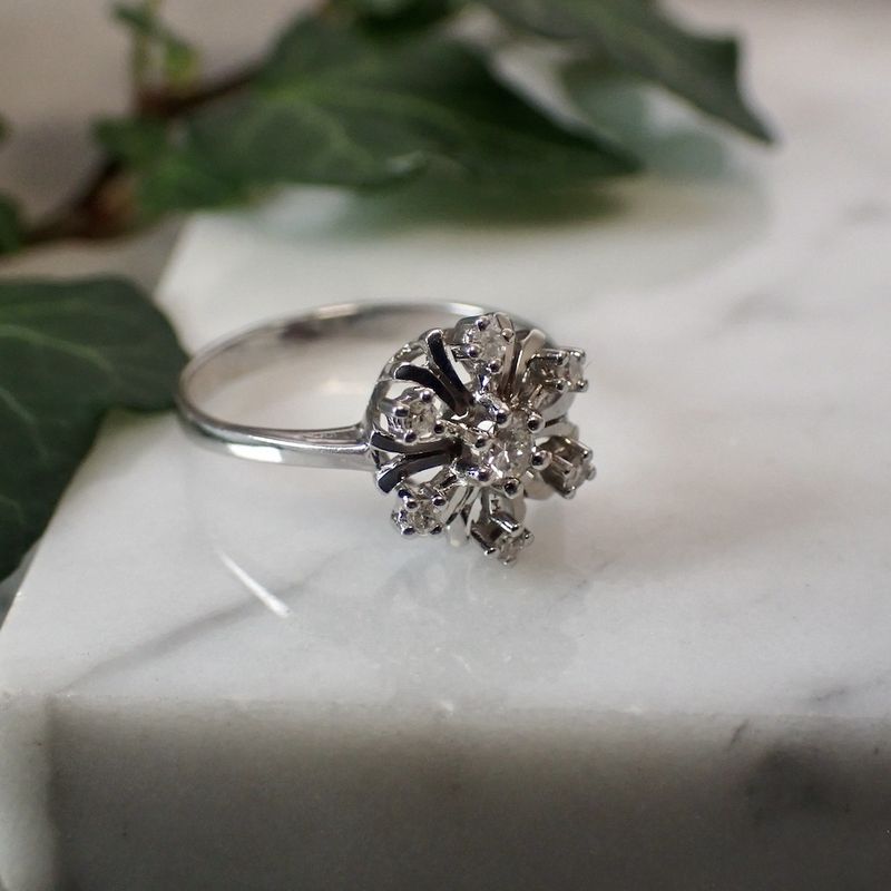 Image 8 of White gold entourage ring with diamond | 0.26 ct.