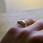 Image 9 of Gold croissant ring with diamond; 0.005 ct.