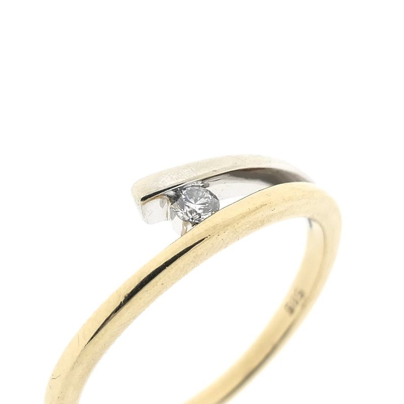 Image 6 of Two-tone gold ring with diamond; 0.07 ct.