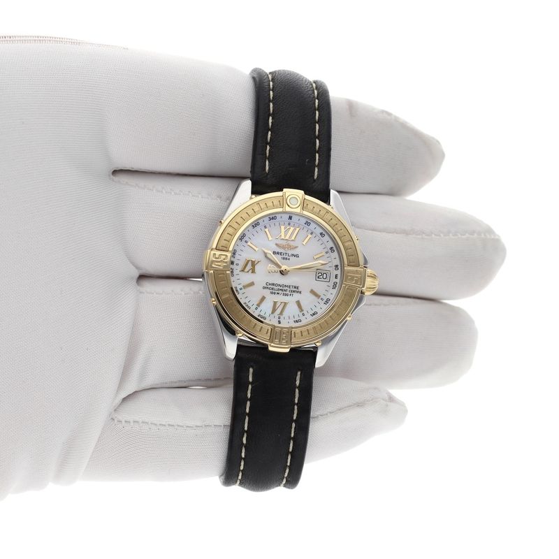 Image 7 of Breitling B-Class / Cockpit D67365; 18k gold/steel women's watch with mother-of-pearl dial