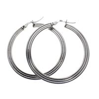 Silver flat earrings with pattern | Ø 36 mm