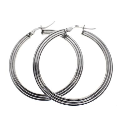 Image 1 of Silver flat earrings with pattern | Ø 36 mm