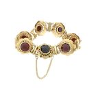 Afbeelding 4 van Antiek gouden bootjes armband met granaat | 18,5 cm