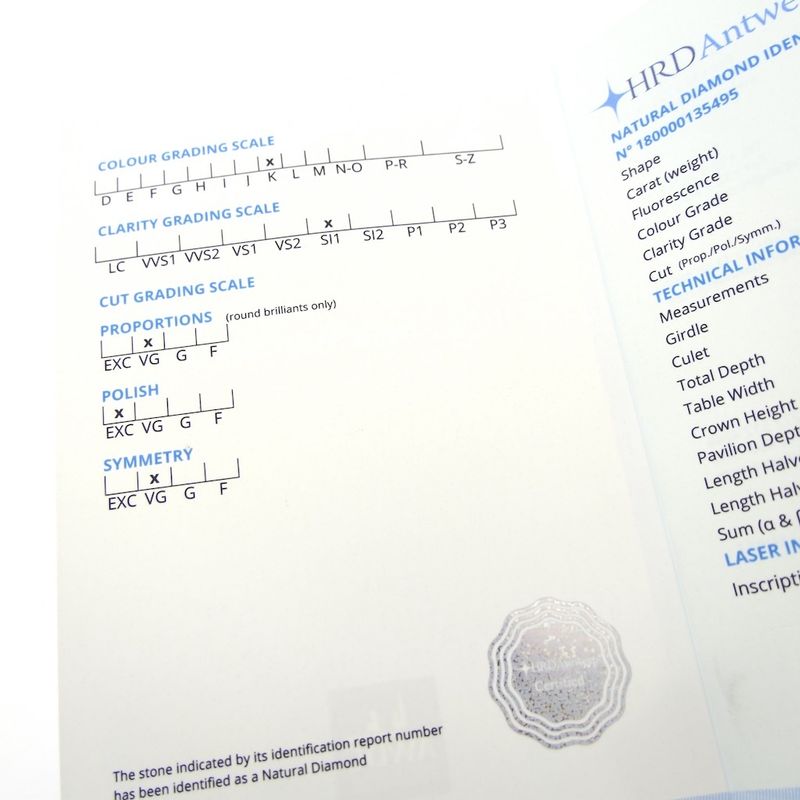 Image 11 of 0.39 ct. Brilliant cut diamond K/SI1 + HRD Certificate - Natural diamond
