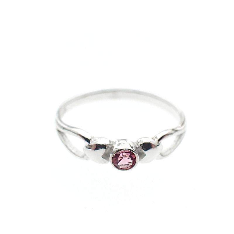 Image 6 of Silver ring with pink zirconia stone