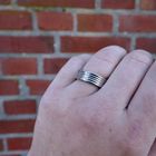 Image 8 of White Gold Ribbed Ring with Diamonds; 0.10 ct.