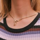 Image 4 of Gold Cardano link chain with fixed pendant and diamonds; 0.11 ct.