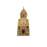 18-karat gold oriental pendant | diamond, ruby, sapphire, and emerald