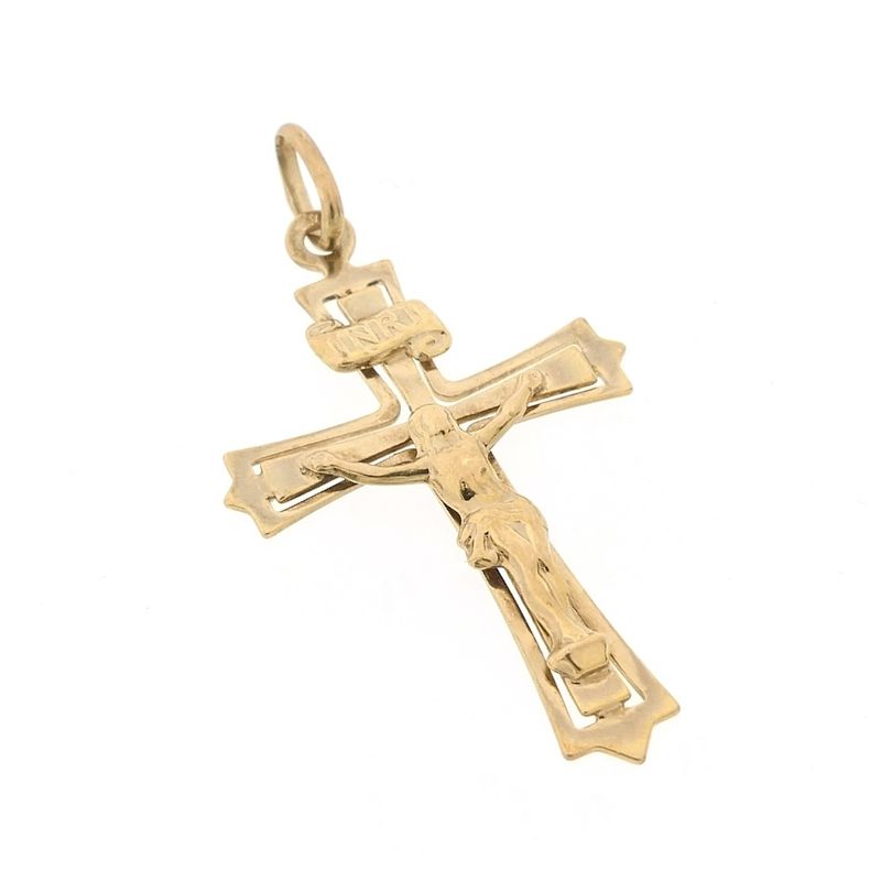 Image 4 of Gold pendant of cross with corpus | INRI