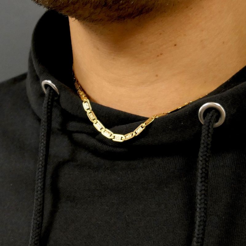 Image 10 of Tricolor gold navy link necklace