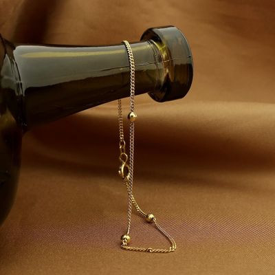 Image 2 of Gold gourmet link bracelet with beads | 18.5 cm