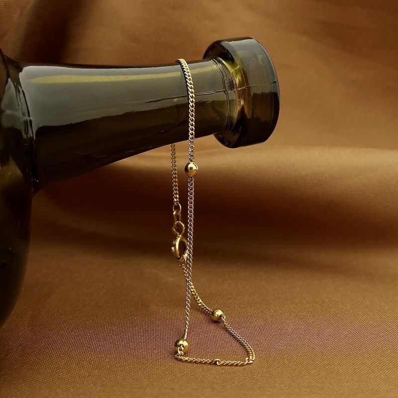 Image 2 of Gold gourmet link bracelet with beads | 18.5 cm