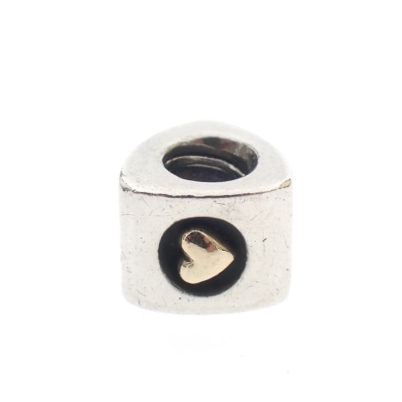 Image 4 of Pandora charm; Silver with gold; Heart of Gold
