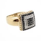 Image 5 of Gold ring pavé set with onyx and diamonds | 0.10 ct.