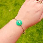 Image 4 of White gold bracelet with jade and diamond 0.035 ct.