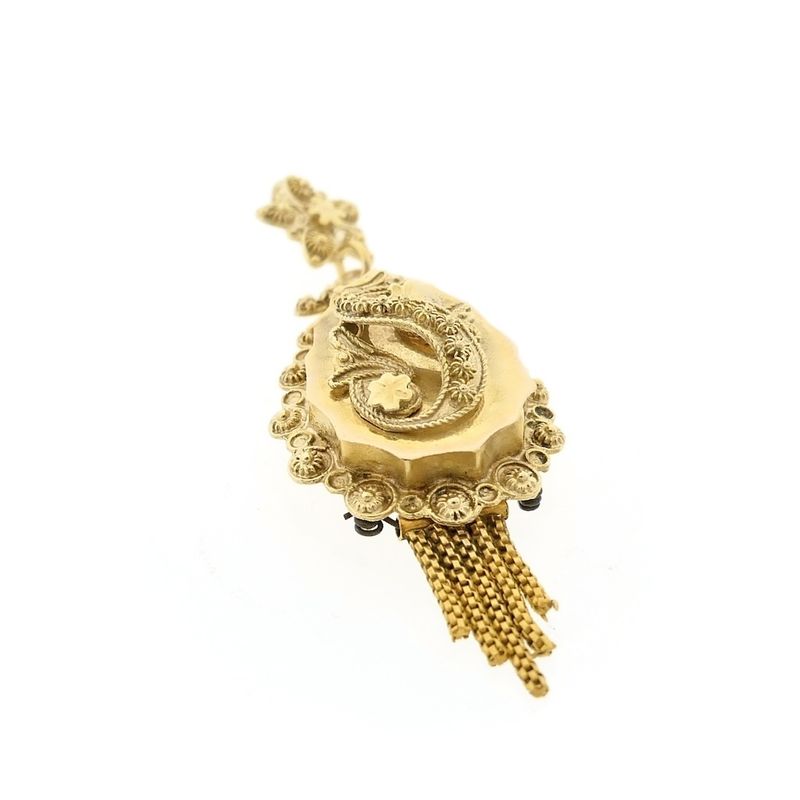 Image 3 of Antique gold pendant of a hat bell