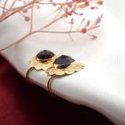 Image 9 of Gold clip-on earrings with garnet | Vintage