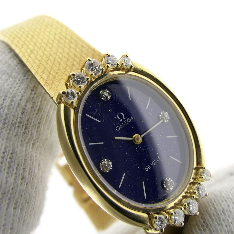 Image 13 of Omega Deville; 18k gold watch with lapis lazuli dial and diamonds