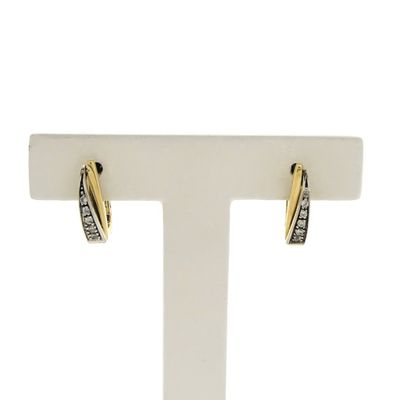 Image 1 of Bicolor gold stud earrings with zirconia