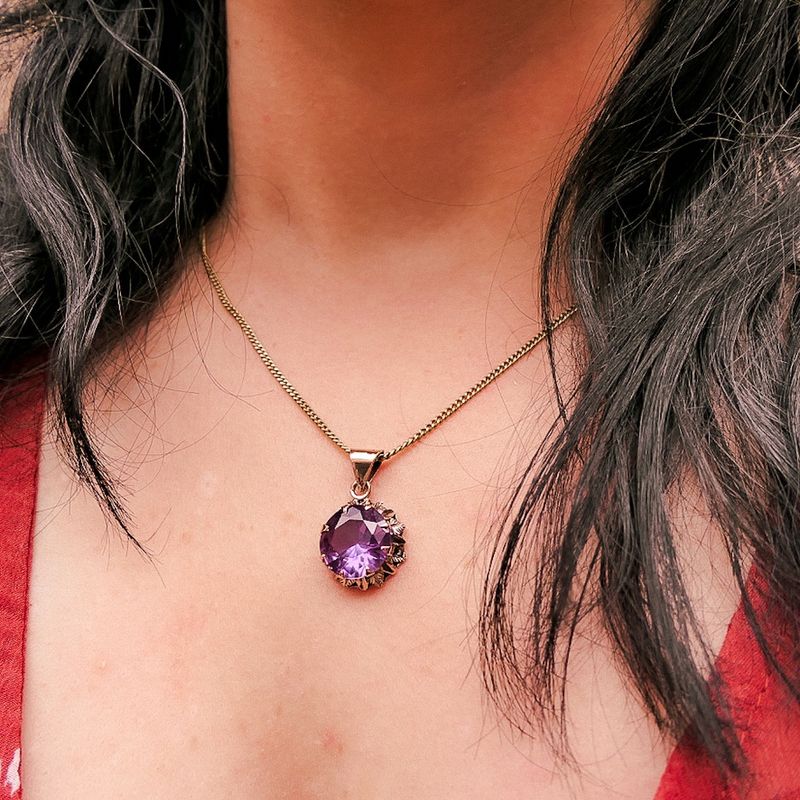 Image 4 of Rose gold pendant with purple tourmaline