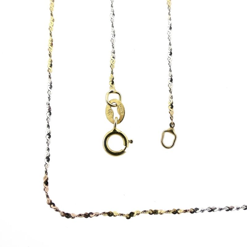 Image 1 of 18K tricolor gold twisted thin chain | 40 cm