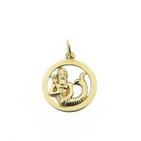 Gold zodiac sign pendant; Aquarius