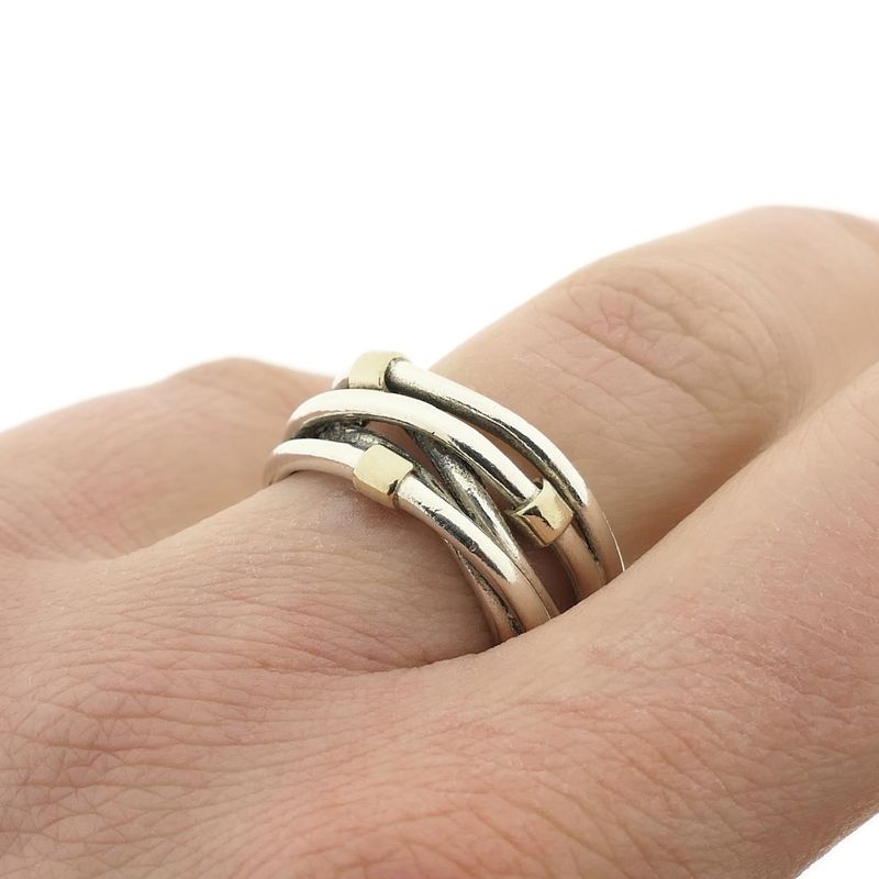 Image 2 of Pandora ring; Silver with gold; Rope