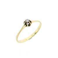 Gold Solitaire Ring with Diamond; 0.02 ct.