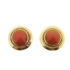 Image 3 of Gold ear clips with red coral.