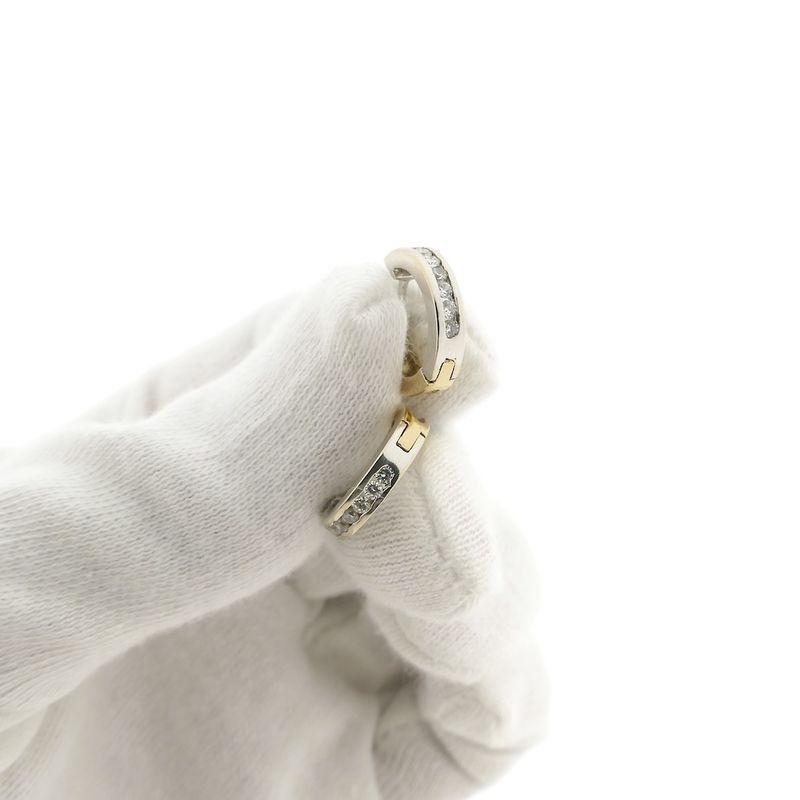 Image 9 of Two-tone gold hoop earrings with zirconia; Ø 15.1 mm