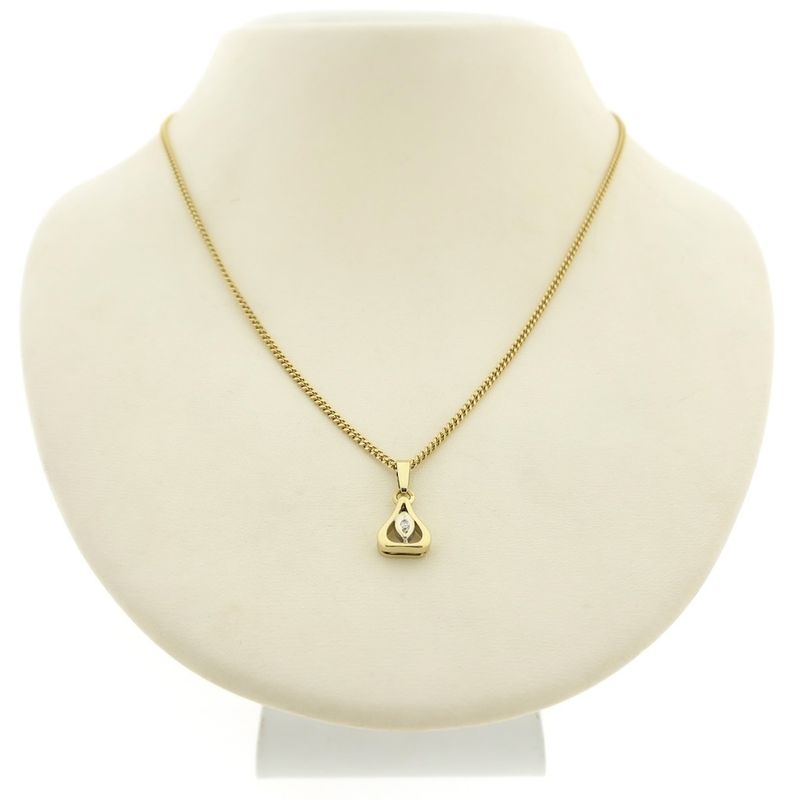 Image 9 of Gold subtle pendant with diamond; 0.01 ct.