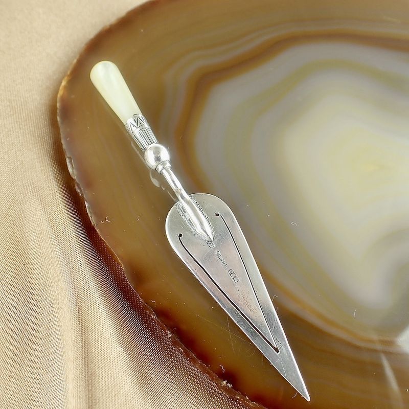 Image 6 of Silver bookmark with mother of pearl