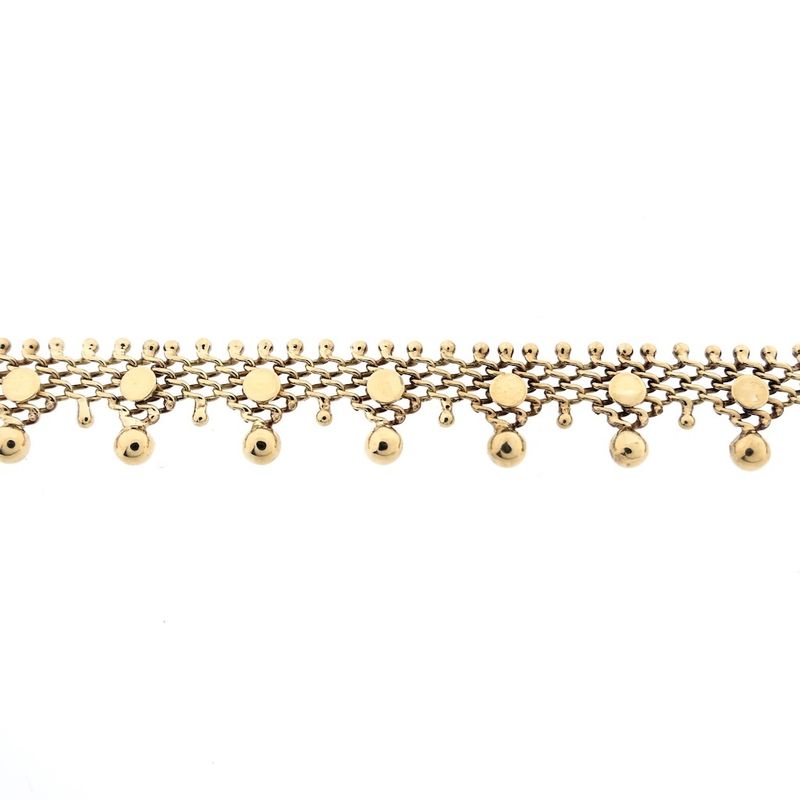 Image 4 of Gold gallery wire link necklace with balls