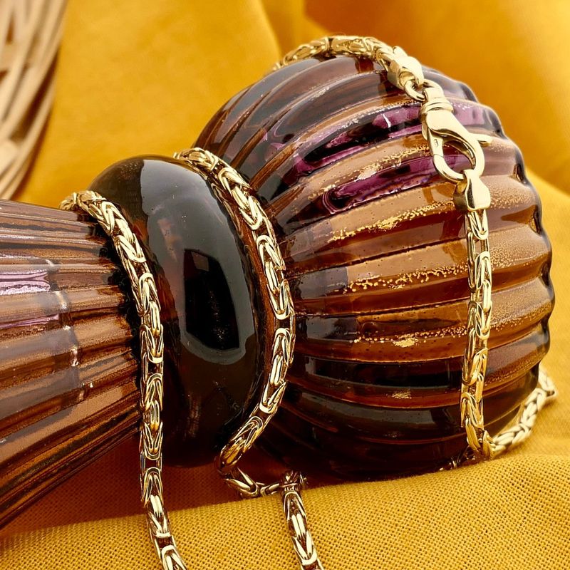 Image 2 of Golden Square Byzantine Chain Necklace