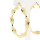 Image 4 of Gold Spiral Hoop Earrings with Greek Symbols; Ø 51 mm
