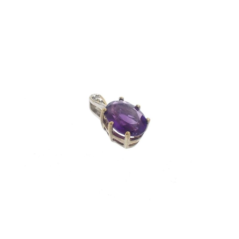 Image 3 of Two-tone gold pendant with amethyst and diamond | 0.005 ct.