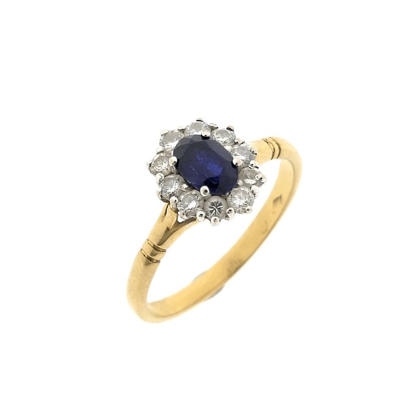 Image 1 of 18-karat gold ring with sapphire and diamond | 0.30 ct.