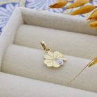 Image 2 of Gold pendant of a four-leaf clover with diamond | 0.005 ct.