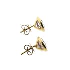 Image 4 of Gold stud earrings with lilac colored zirconia