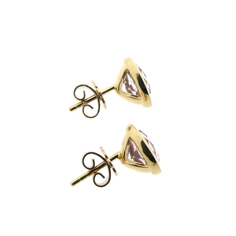 Image 4 of Gold stud earrings with lilac colored zirconia