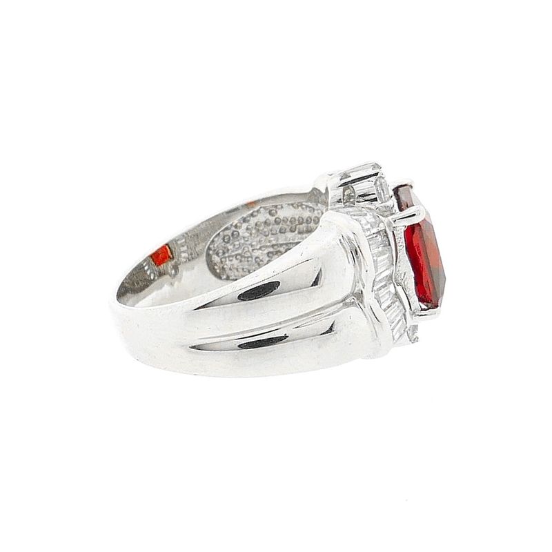 Image 6 of Silver cluster ring with red zirconia.