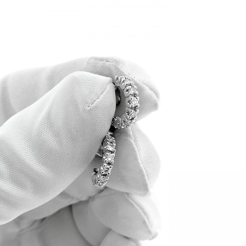 Image 7 of White gold semi-circular stud earrings with diamonds; 0.48 ct.