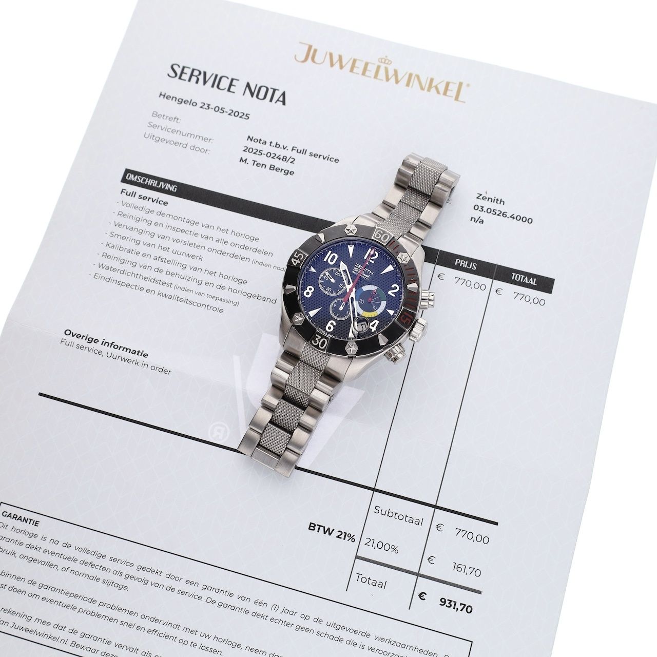 Steel Chronograph Herenhorloge Ref. 03.0526.4000/21 | Juweelwinkel.nl